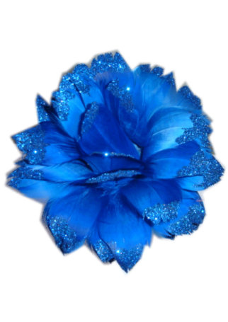 Bloem op ijzerdraad glitter blauw
