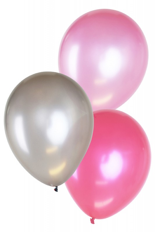 Ballon metallic zilver roze lichtro