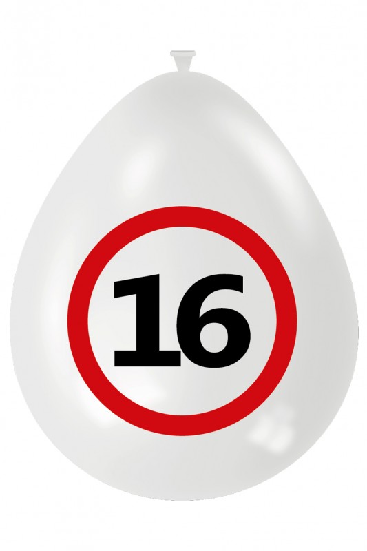 Ballon 16 jaar verkeersbord 12 inch