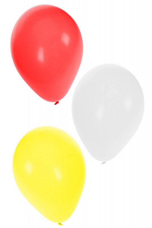 Ballonnen rood/wit/geel helium per