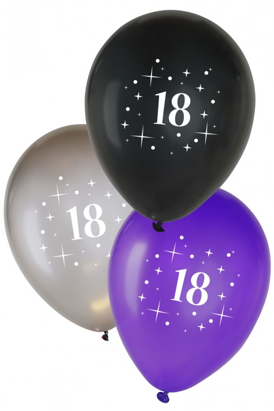 Ballon 18 jaar metallic zwart zilve