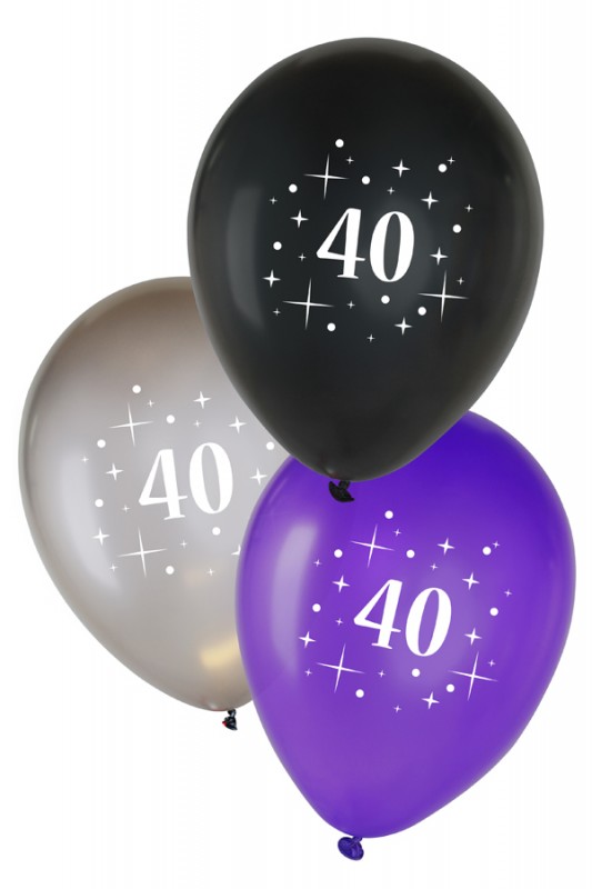 Ballon 40 jaar metallic zwart zilve