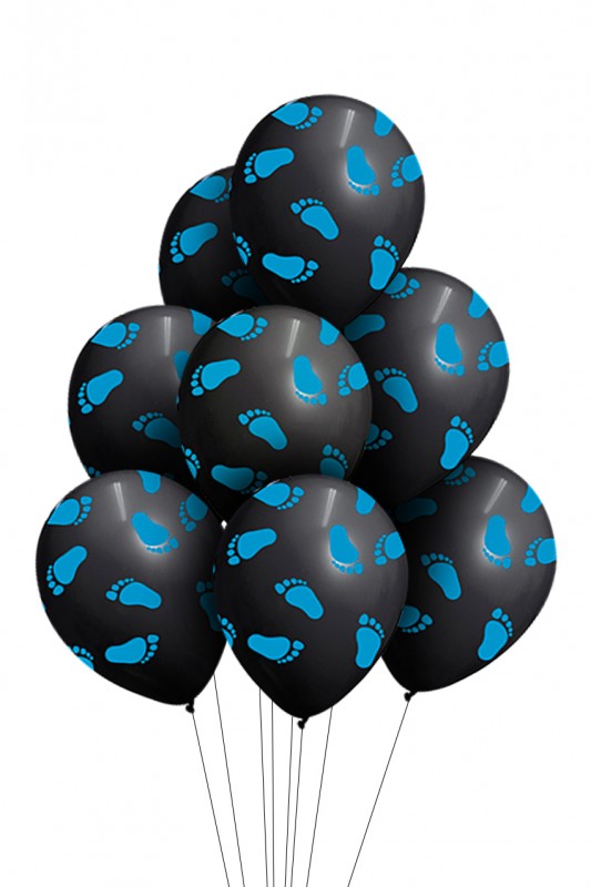 Ballon babyvoetje blauw x 8