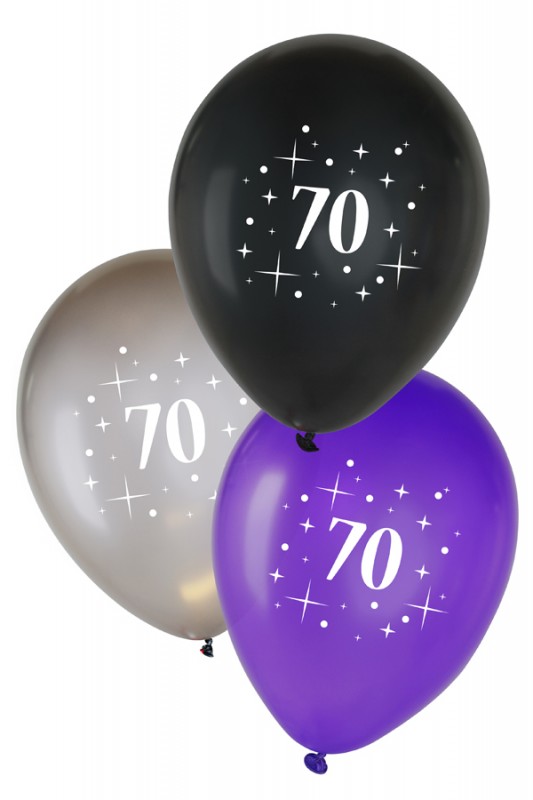 Ballon 70 jaar metallic zwart zilve
