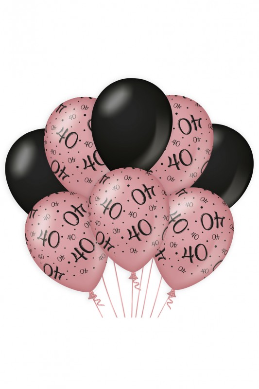 Ballon 40 jaar roze zwart 12 inch p