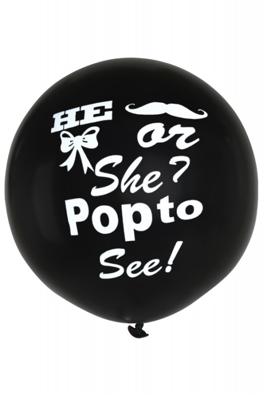 Ballon He or She zwart 36 inch per