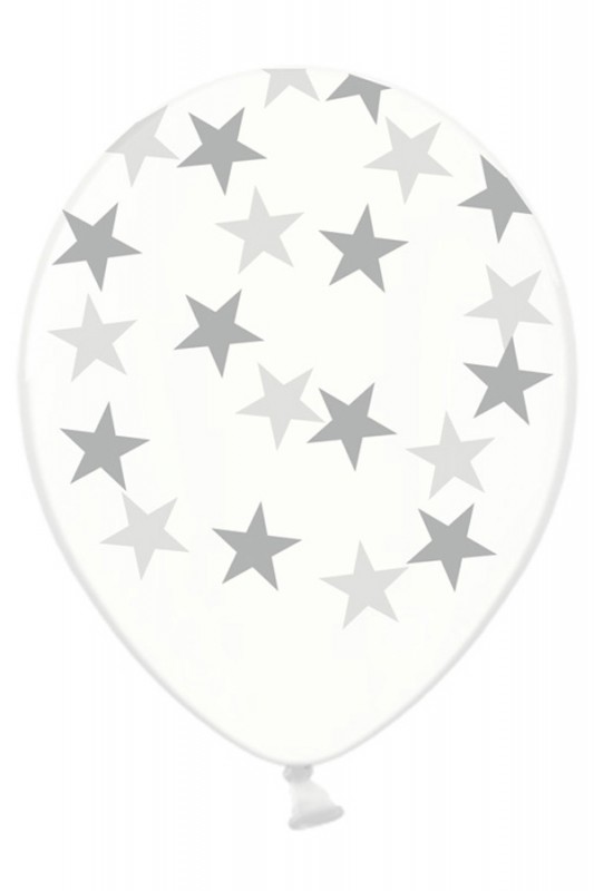 Ballon transparant met sterren zilv