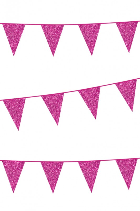 Vlaggenlijn glitter Roze  6 m
