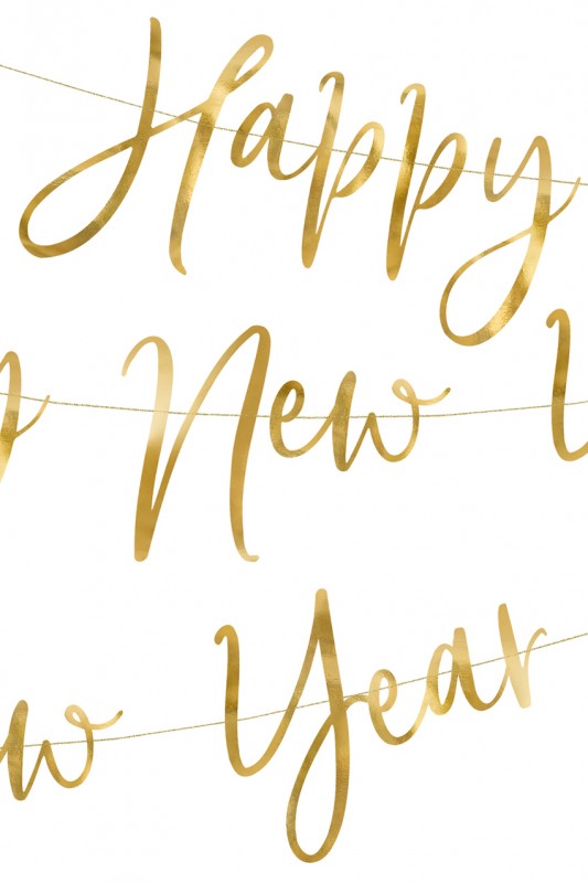 Banner Happy New Year goud 66 x 18