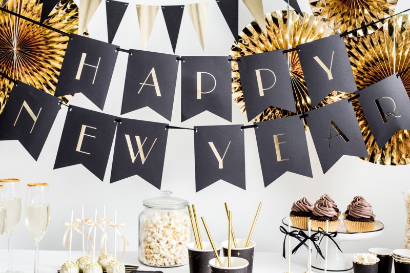 Banner Happy New Year goud 66 x 18