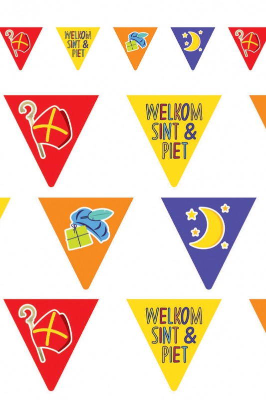 Vlaggenlijn papier sint en piet 6 m