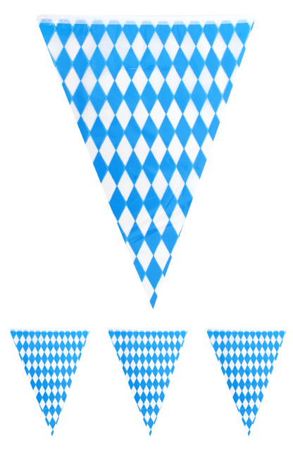 Vlaggenlijn ruitjes blauw/wit 10 m