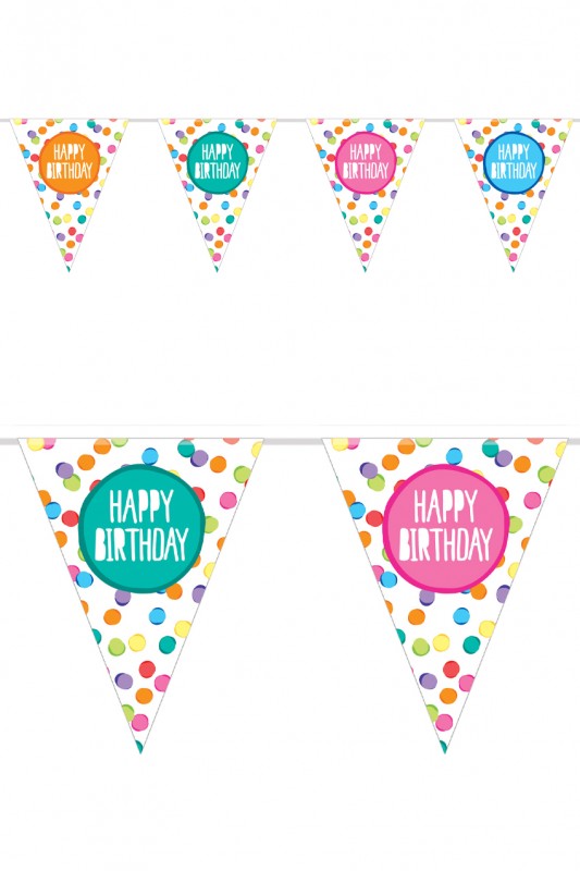 Vlaggenlijn 6 m  papier Happy Birth