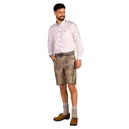 Lederhose kort Fabian beige-antraciet