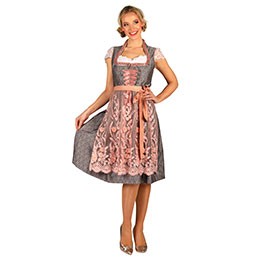 Dirndl Lina brokaatgrijs met roze 