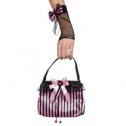 Tas roze/zwart gestreept