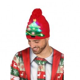 Muts met kerstboom rood (met licht)