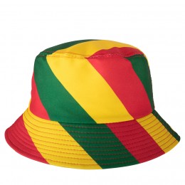 Bucket hat rood geel groen