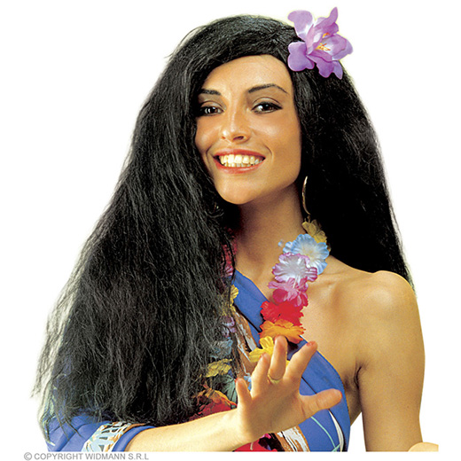 pruik, hawaiaanse met bloem(in plastic doos)