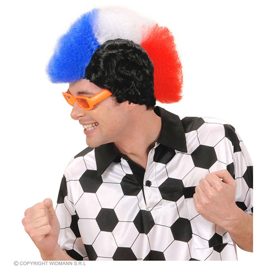 pruik, supporter frankrijk/nederland man