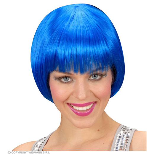 pruik, rave blauw