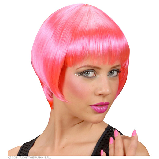 pruik, rave roze