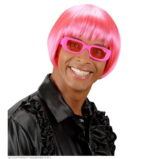 pruik, rave roze