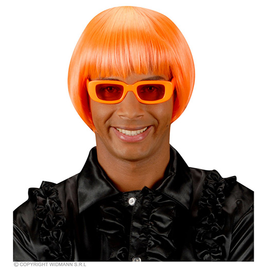 pruik, rave neon oranje