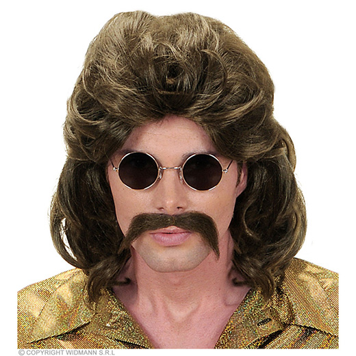 pruik, 70's man bruin