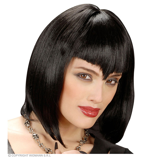 pruik, gothic wamp zwart