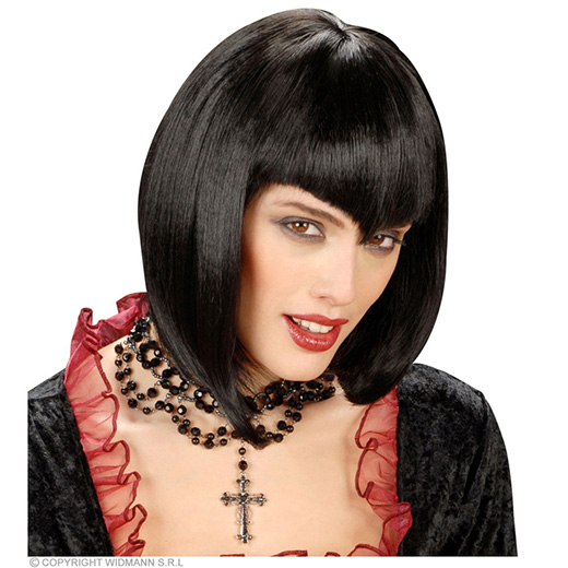 pruik, gothic wamp zwart