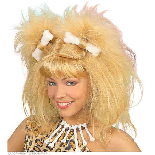 pruik, cavewoman (in plastic doos)