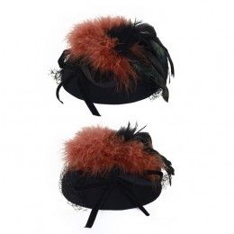 Dames hoedje luxe wolvilt met veren