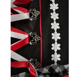 Dirndl jurkje 3-delig zwart wit