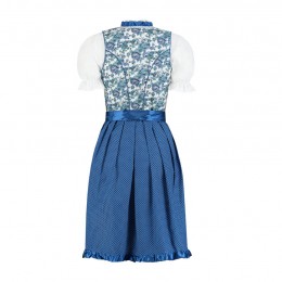 Dirndl jurkje 3-delig blauw wit bloemdesign