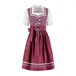 Dirndl jurkje 3-delig weinrot 100% katoen