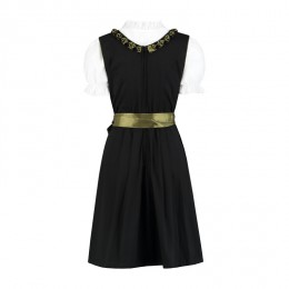 Dirndl jurkje 3-delig zwart/olijfgroen 100% katoen