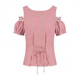 Blouse oktoberfest met schouderbandjes rood-wit