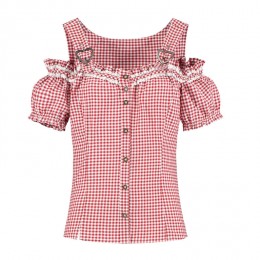Blouse oktoberfest met schouderbandjes rood-wit