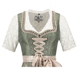 Dirndl jurkje 2-delig luxe jaquard groen-creme