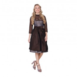 Dirndl jurkje 2-delig luxe jaquard chocolade bruin