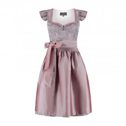 Dirndl jurkje 2-delig luxe jaquard roze/paars met afneembare mouwtjes
