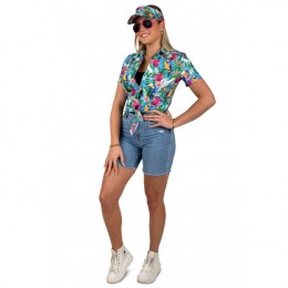 Hawaii knoop blouse met zonneklep verkrijgbaar in 3 kleuren