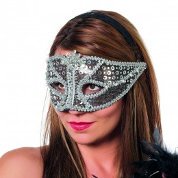 Venetiaans masker zilver pailletten
