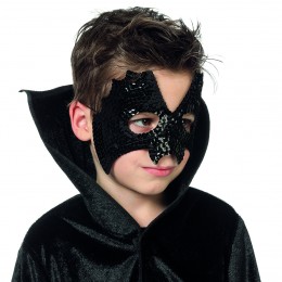 Masker vleermuis pailletten zwart