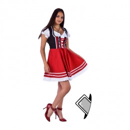 Dirndl jurkje 2-delig zwart-rood