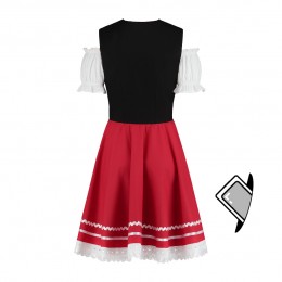Dirndl jurkje 2-delig zwart-rood