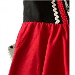 Dirndl jurkje 2-delig zwart-rood