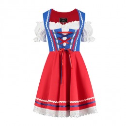 Dirndl jurkje 2-delig blauw-rood