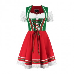 Dirndl jurkje 2-delig groen-rood